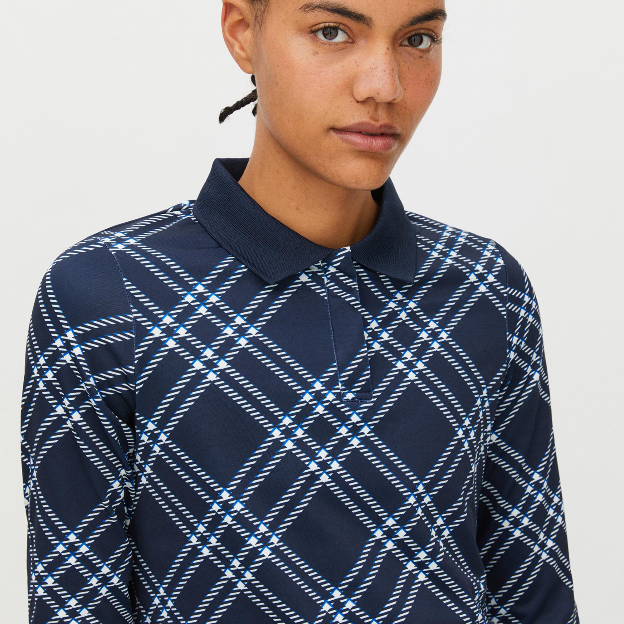 Rohnisch Sia Thermal Ladies Golf Polo Shirt Oversize Check Navy